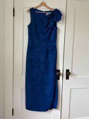 JS Collections Royal Blue One-Shoulder Gown Shoulder Bow